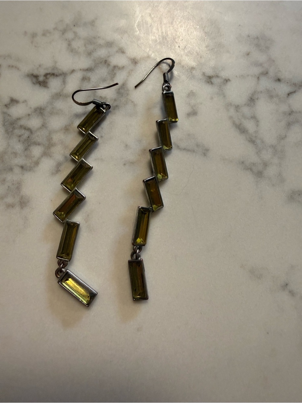 Elegant Olive Green Rectangular Drop Earrings - Women Jewelry